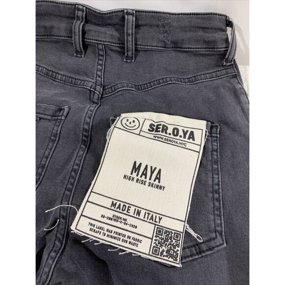 Ser.O.Ya Maya High Rise Skinny Jeans Black Size 25 Raw Hem Stretchy - Picture 4 of 7